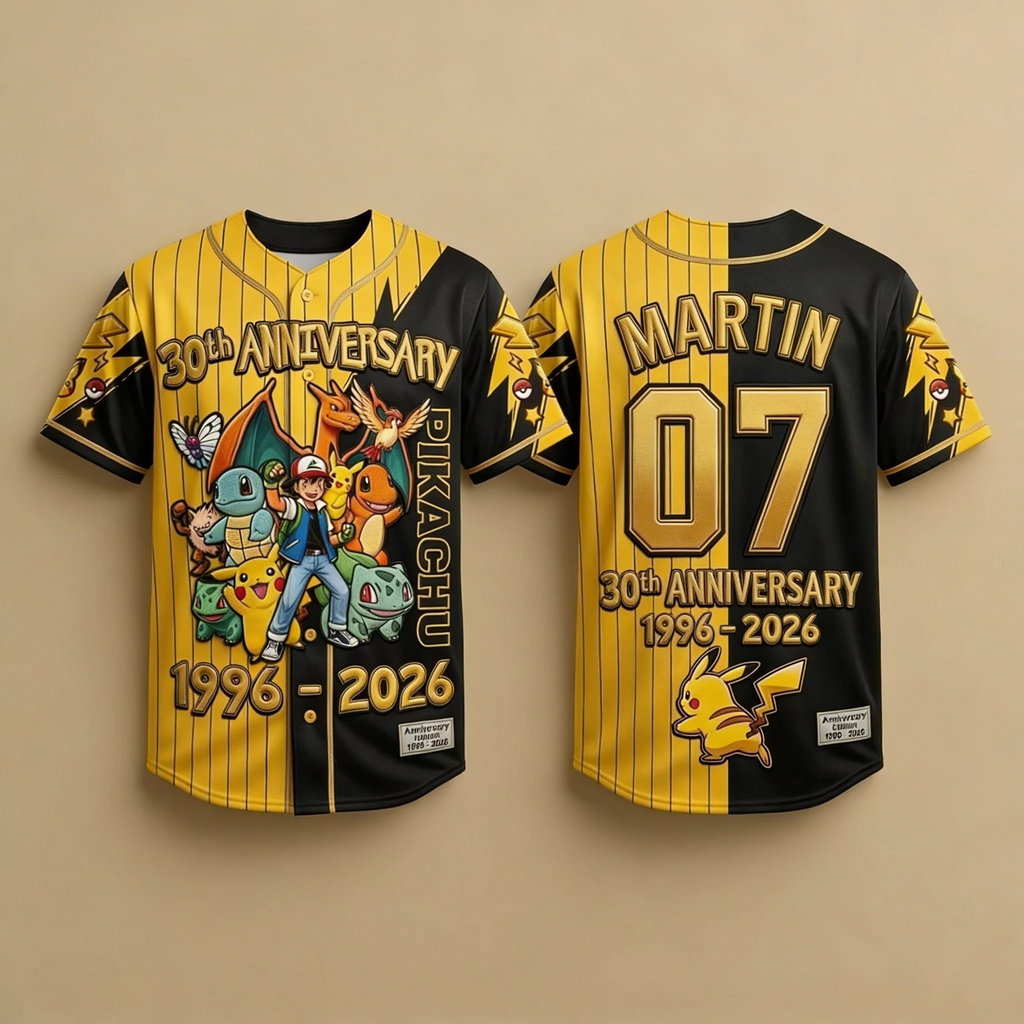 Celebrate 30 Years Of Catching Them All - Personalized Baseball Jersey