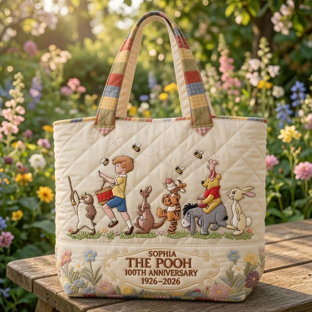 DSNY Honey Bear Celebrate 100 Years Of Friendship - Personalized Quilted Tote Bag