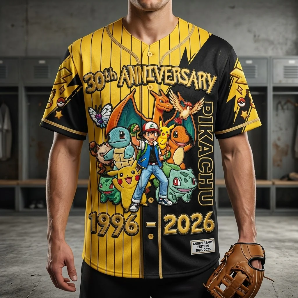 Celebrate 30 Years Of Catching Them All - Personalized Baseball Jersey