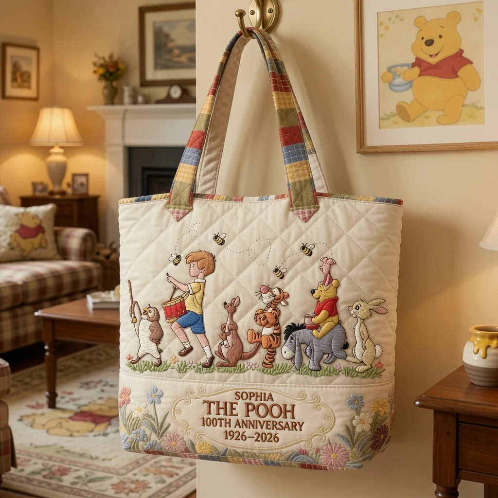 DSNY Honey Bear Celebrate 100 Years Of Friendship - Personalized Quilted Tote Bag