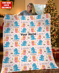 Personalized Dragon Blanket for Kids - Custom Name Cute Cartoon Blanket Gift