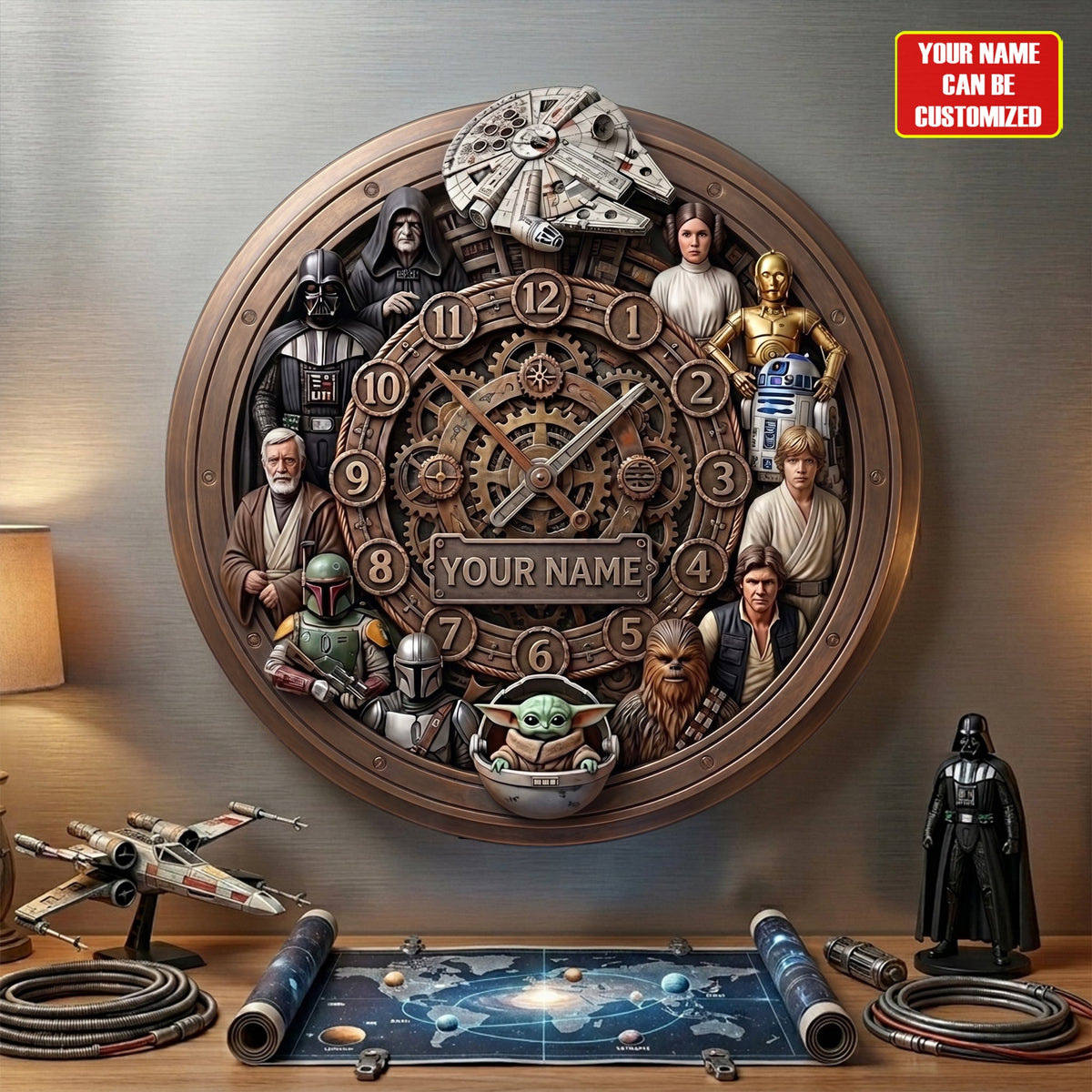 Galaxy Force - Personalized The Force 3D Visual Effect Acrylic Wall Clock
