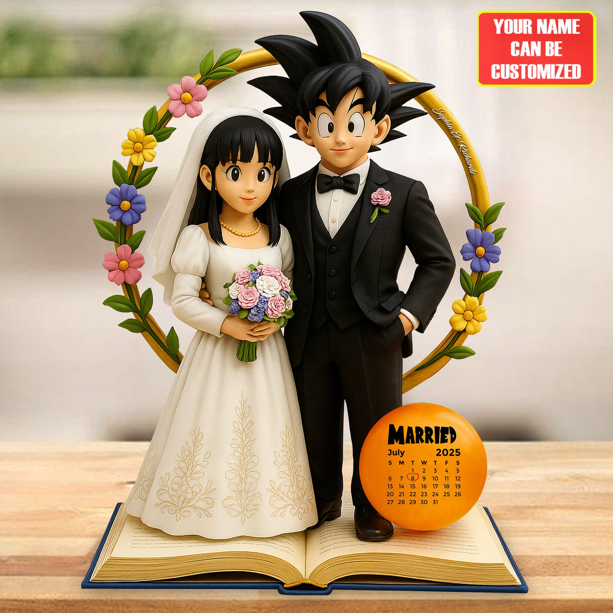 Happy Anniversary Seven Balls Couple - Personalized Anime Custom Shaped Acrylic Plaque