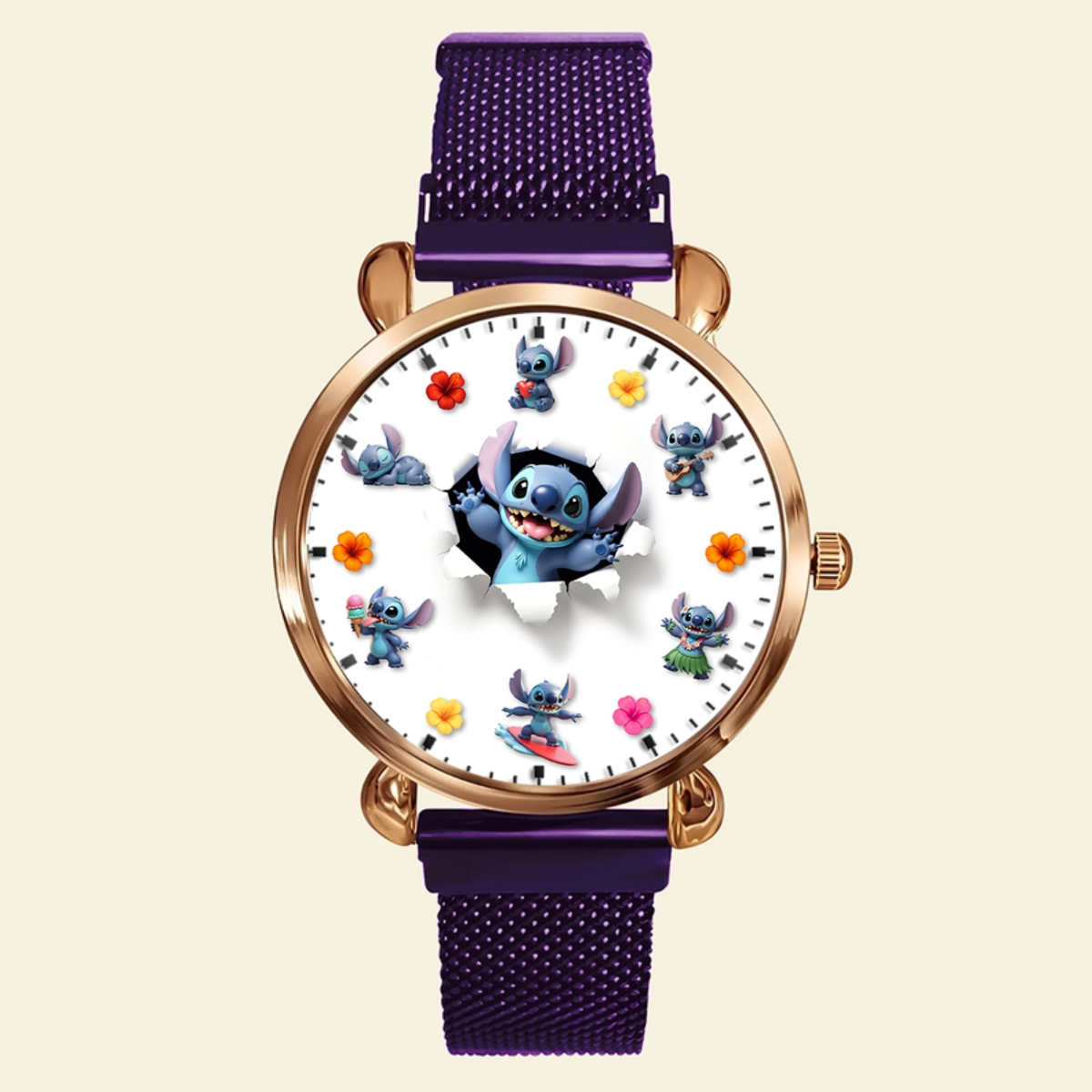 Blue Alien Mesh Strap Quartz Watch – Personalized Gifts for Cartoon Lovers