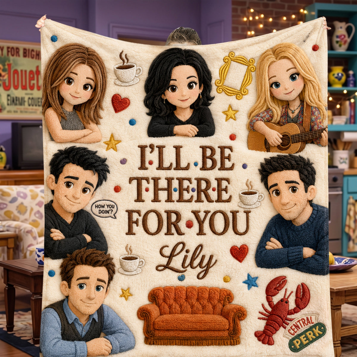 Cozy Friends Character - Personalized TV Series Sitcom Blanket