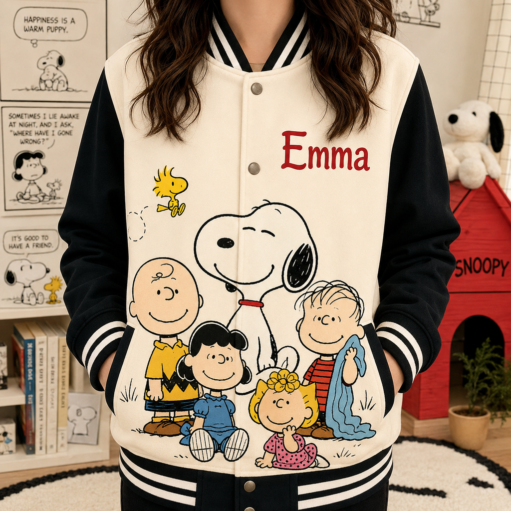 Cartoon Friends - Personalized Cartoon Varsity Jacket