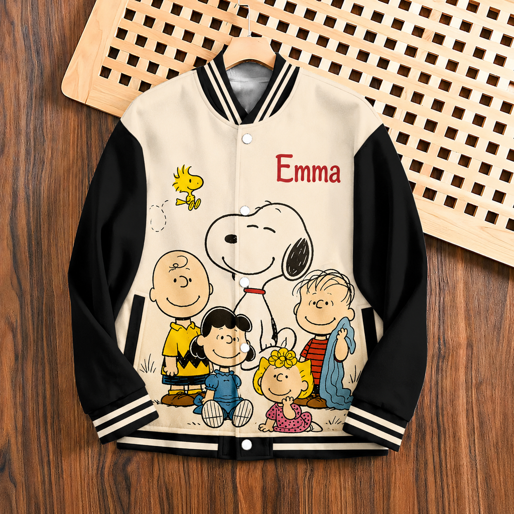 Cartoon Friends - Personalized Cartoon Varsity Jacket