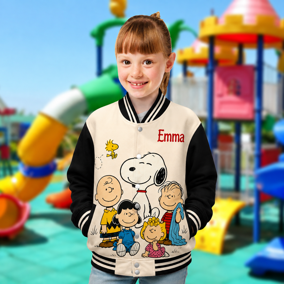 Cartoon Friends - Personalized Cartoon Varsity Jacket