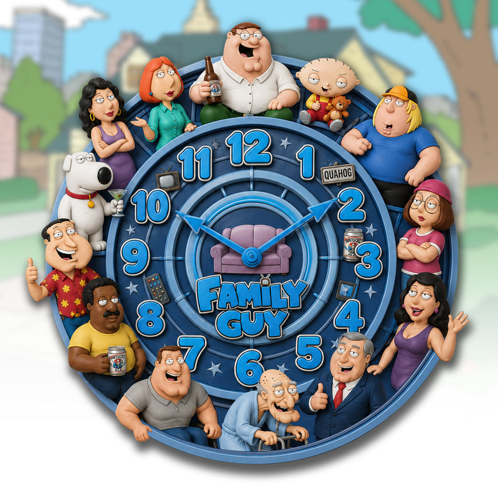 Cartoon Family Acrylic Hanging Wall Clock - Personalized Gifts For Cartoon Lovers