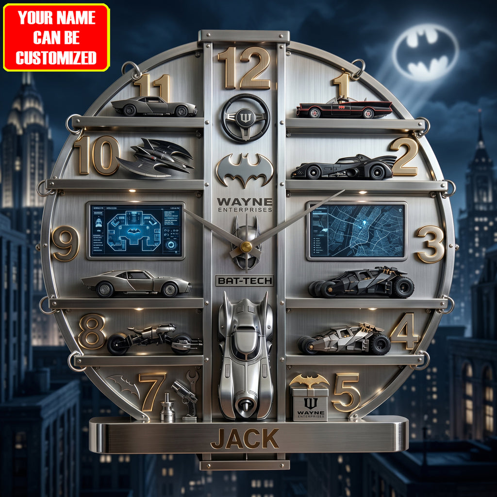 Bat Tech Acrylic Hanging Wall Clock - Personalized Gifts For Superhero Lovers