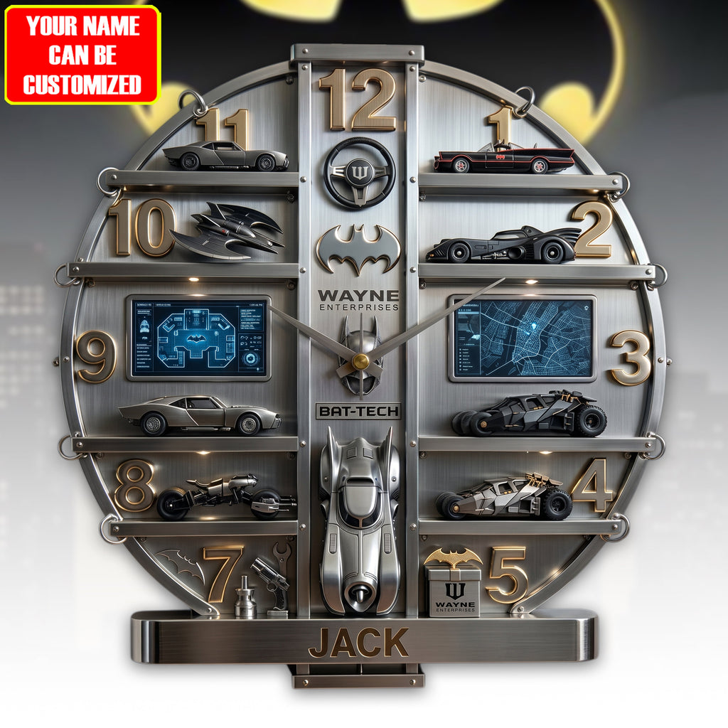 Bat Tech Acrylic Hanging Wall Clock - Personalized Gifts For Superhero Lovers