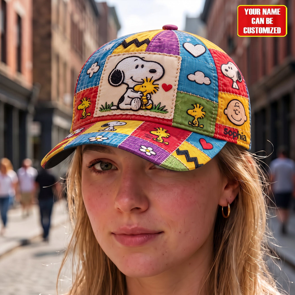 Colorful Patchwork Cartoon Friends - Personalized Classic Cap, Gift For Cartoon Fans