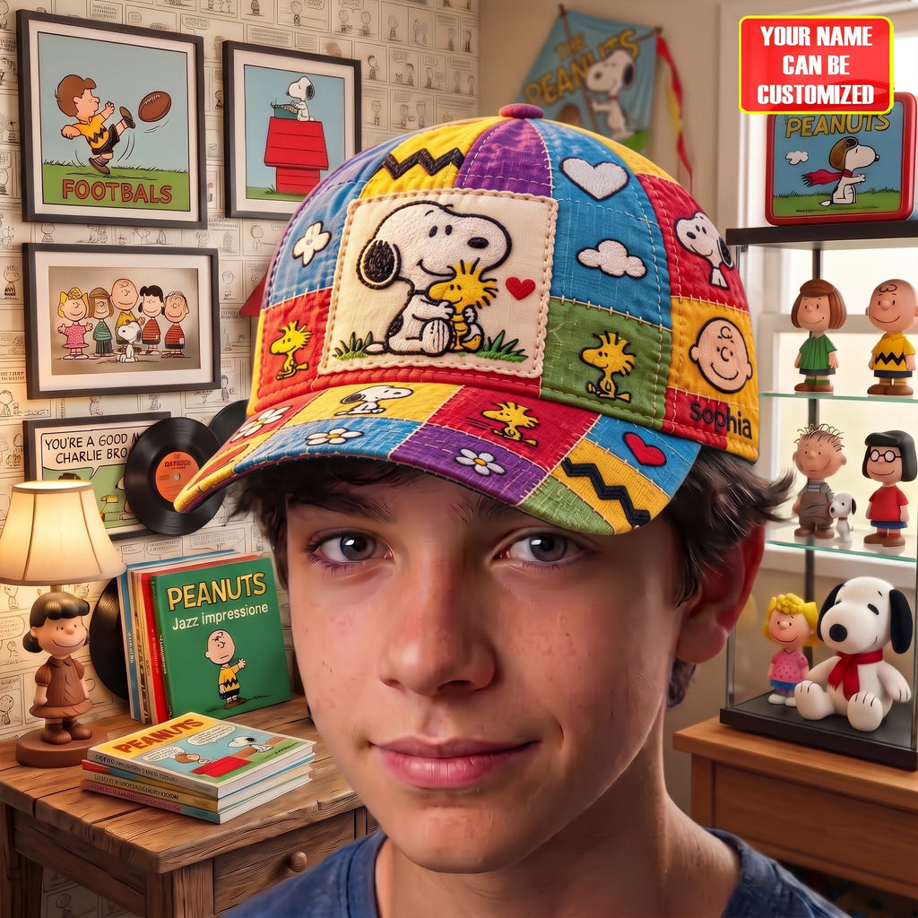 Colorful Patchwork Cartoon Friends - Personalized Classic Cap, Gift For Cartoon Fans