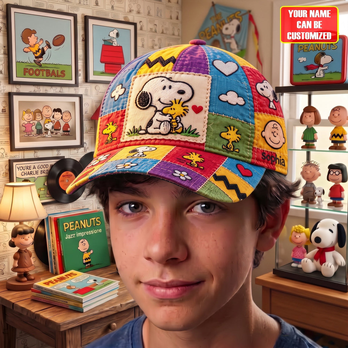 Colorful Patchwork Cartoon Friends - Personalized Classic Cap, Gift For Cartoon Fans