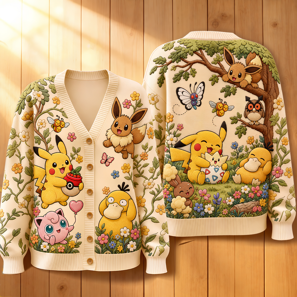 Cute Creature Custom Name For Her - Personalized Knitted Cardigan