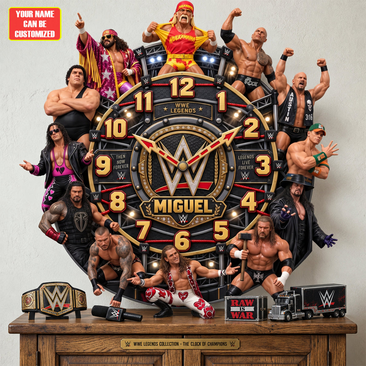 Champions Legacy Acrylic Hanging Wall Clock - Personalized Gifts For Wrestling Lovers