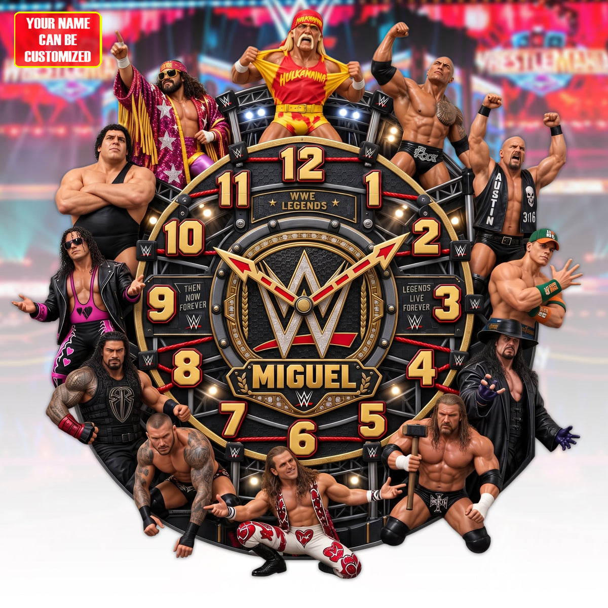 Champions Legacy Acrylic Hanging Wall Clock - Personalized Gifts For Wrestling Lovers