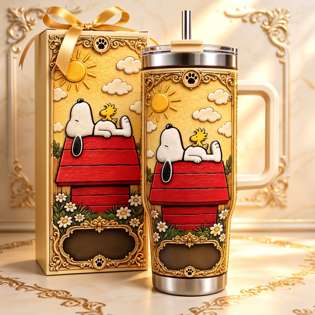 Classic Cartoon Puppy Tumbler With Handle - Personalized Gifts For Cartoon Lovers