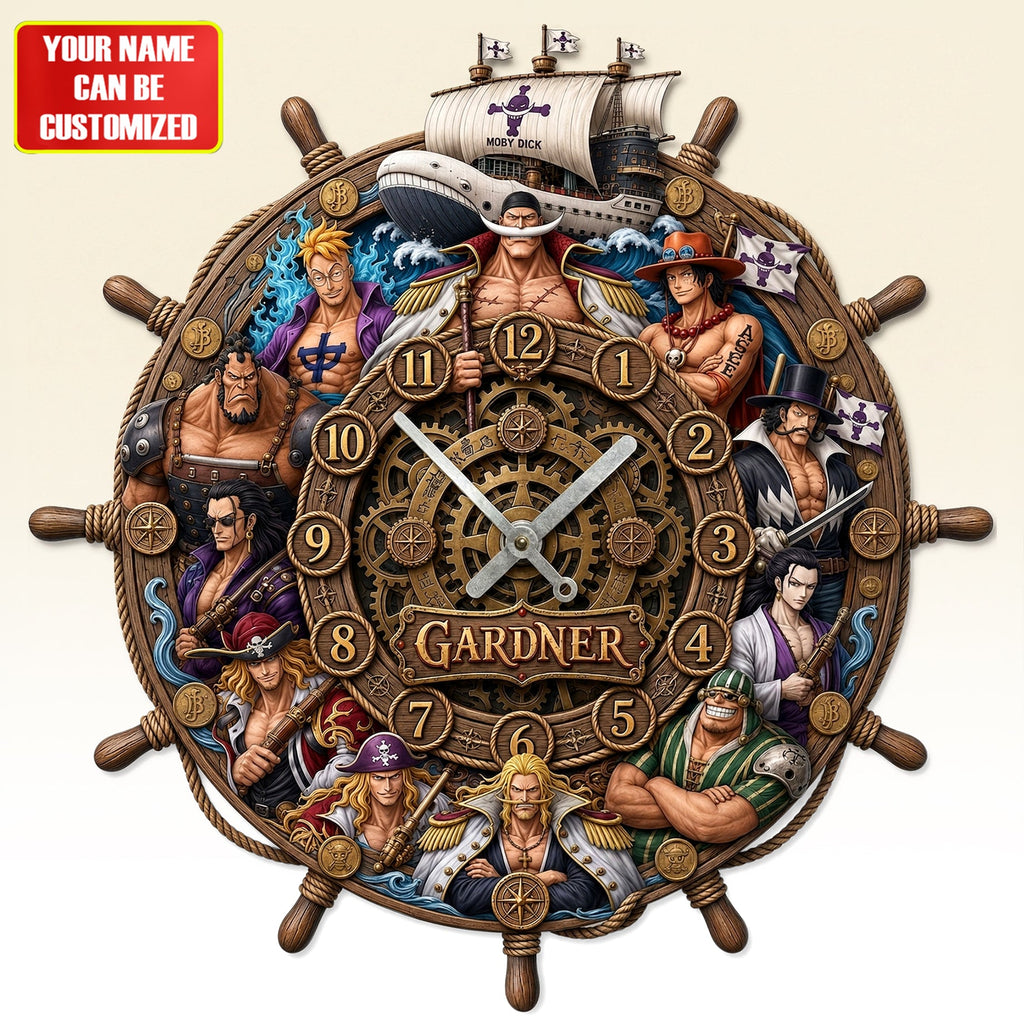 Anime Pirates Acrylic Hanging Wall Clock - Personalized Gifts For Anime Lovers
