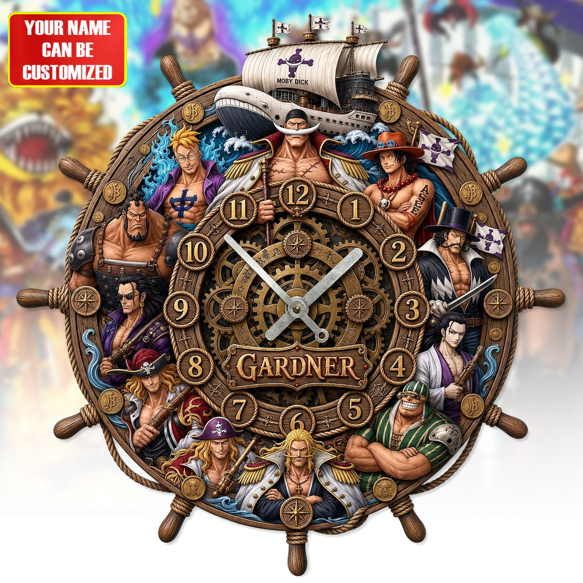 Anime Pirates Acrylic Hanging Wall Clock - Personalized Gifts For Anime Lovers
