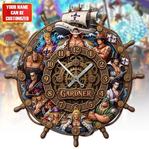 Anime Pirates Acrylic Hanging Wall Clock - Personalized Gifts For Anime Lovers