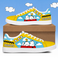Classic Beagle & Bird Cartoon Custom Smith Shoes, Personalized Comic Style Sneakers