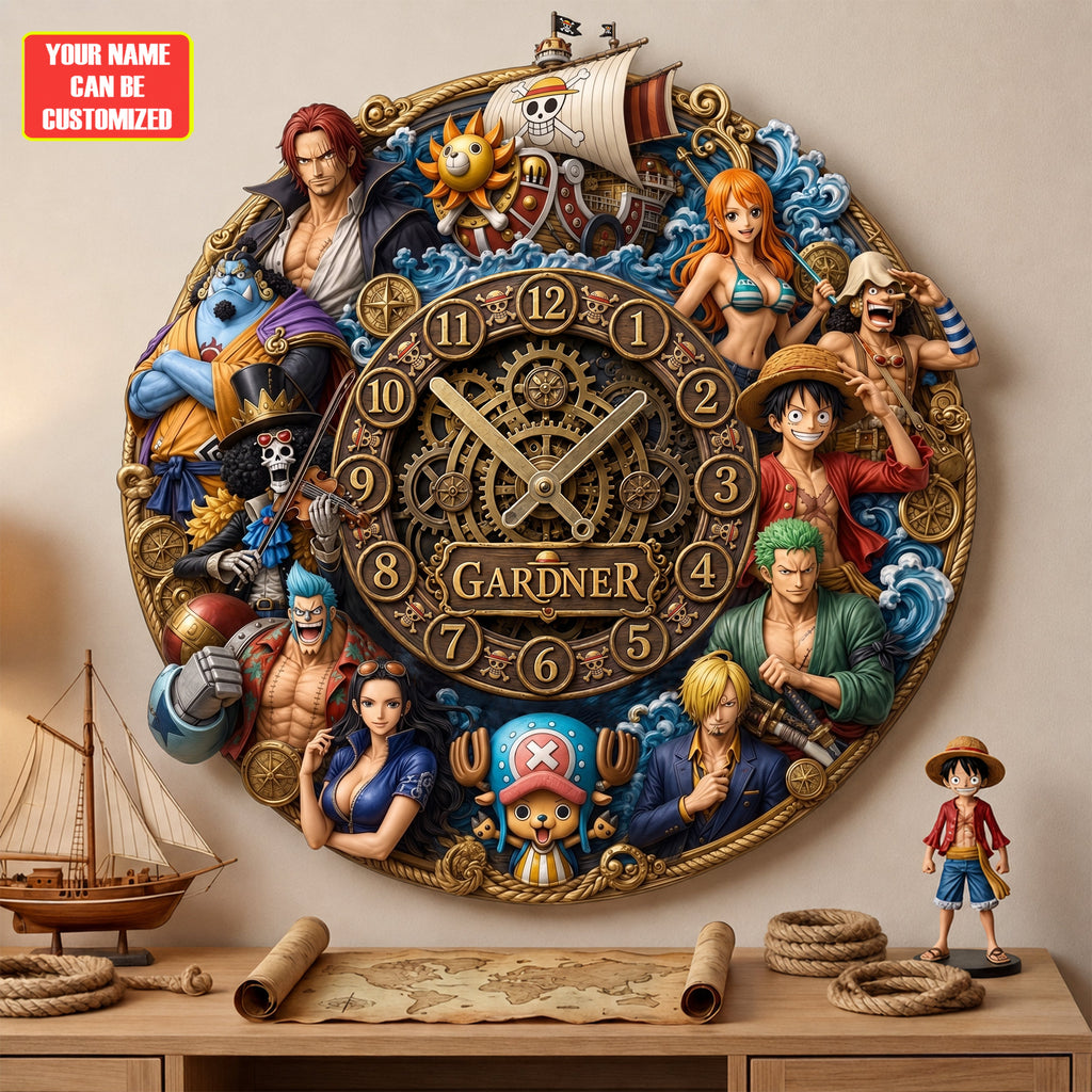 Anime Pirate Journey Hanging Wall Clock - Personalized Gifts For Anime Lovers