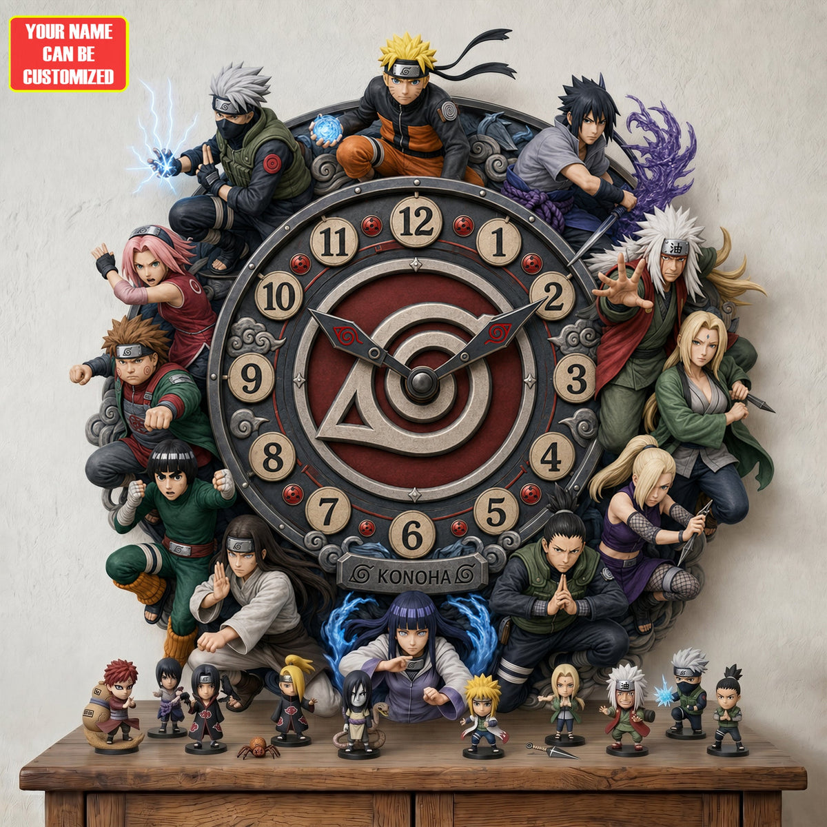 Anime Ninja Acrylic Hanging Wall Clock - Personalized Gifts For Anime Lovers V2