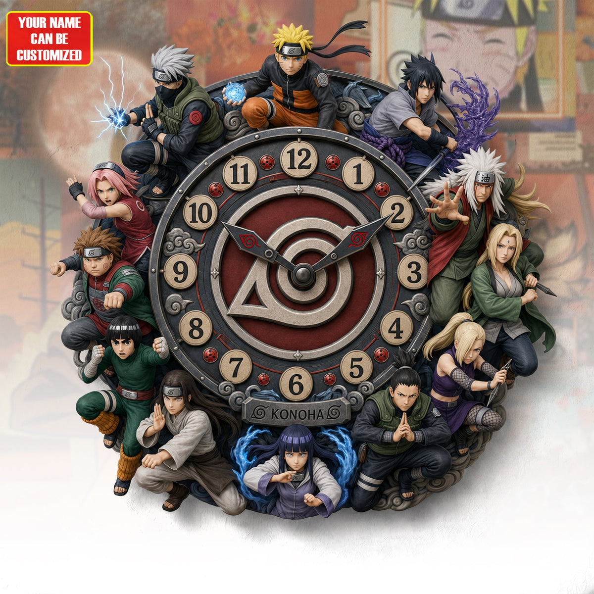 Anime Ninja Acrylic Hanging Wall Clock - Personalized Gifts For Anime Lovers V2
