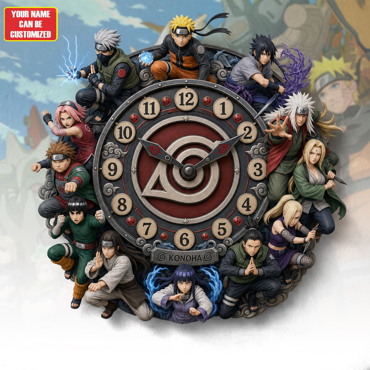 Anime Ninja Acrylic Hanging Wall Clock - Personalized Gifts For Anime Lovers V2