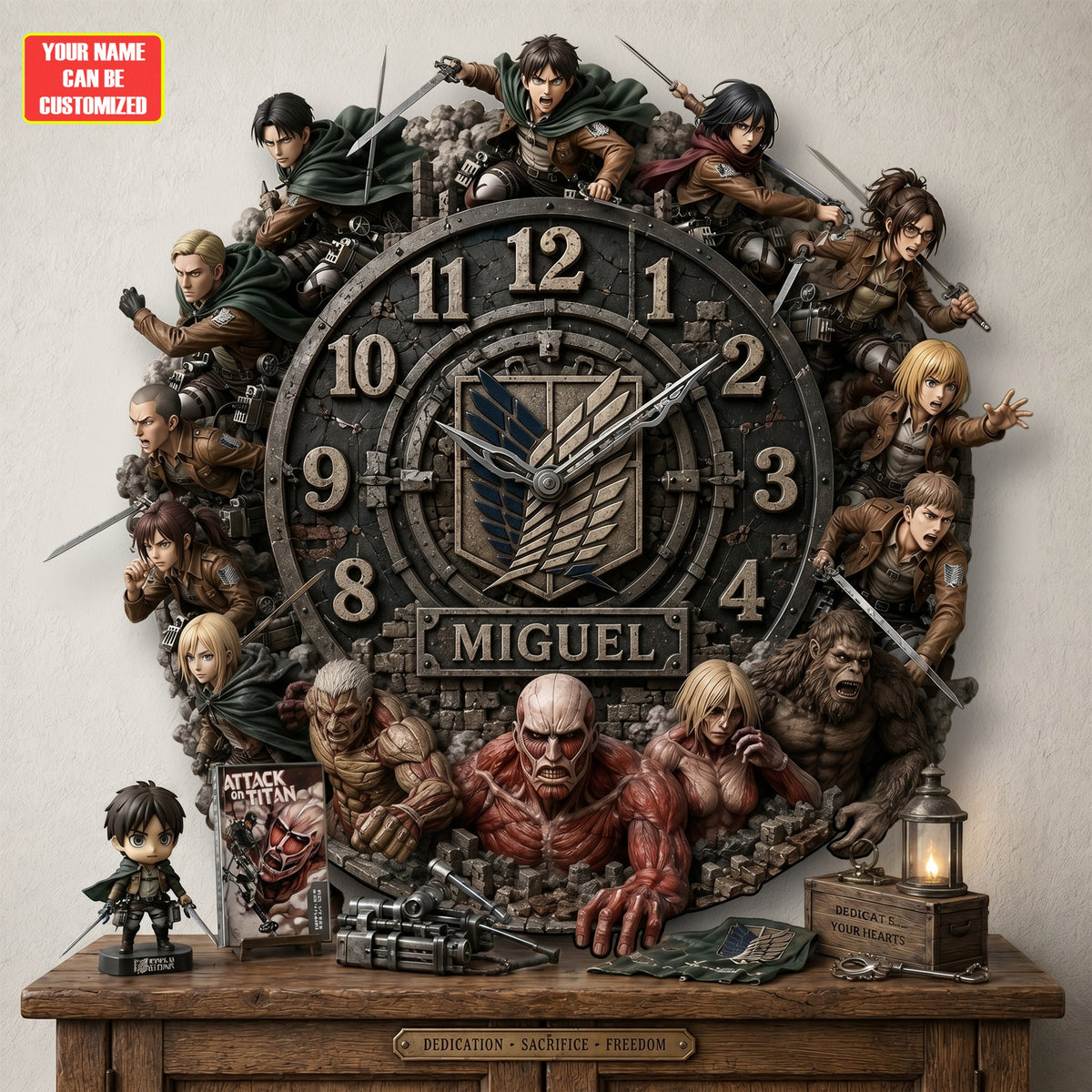 Anime Titan Acrylic Hanging Wall Clock - Personalized Gifts For Anime Lovers