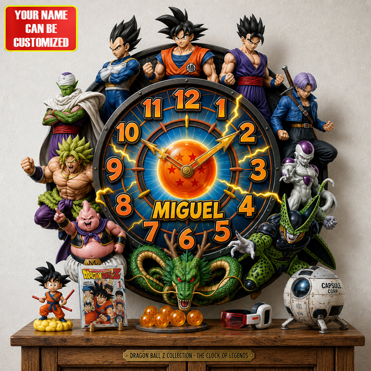Anime Energy Warriors Acrylic Hanging Wall Clock - Personalized Gifts For Anime Lovers