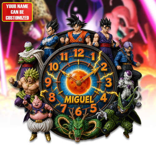 Anime Energy Warriors Acrylic Hanging Wall Clock - Personalized Gifts For Anime Lovers