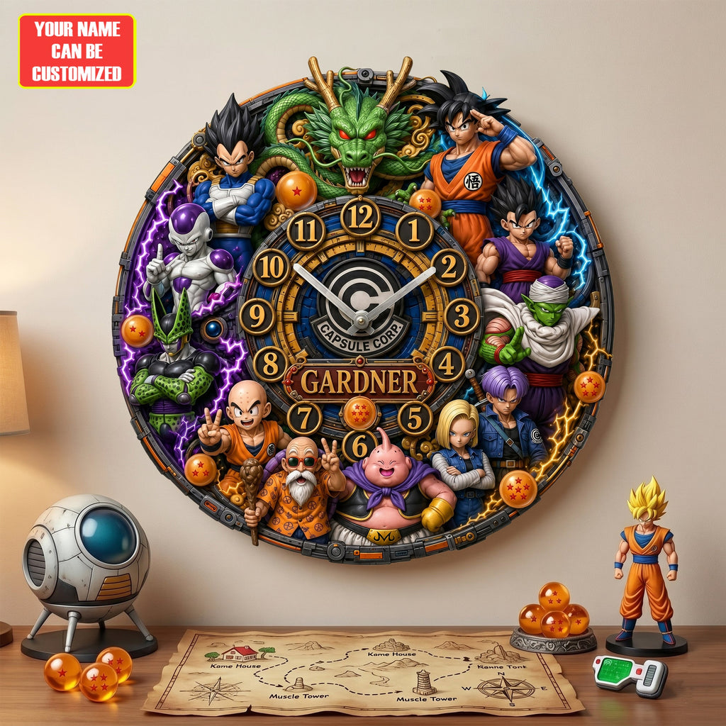 Anime Dragon Warriors Acrylic Hanging Wall Clock - Personalized Gifts For Anime Lovers