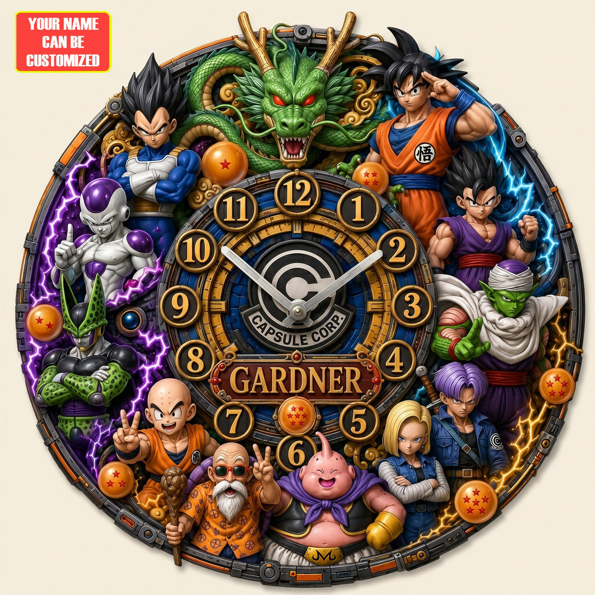 Anime Dragon Warriors Acrylic Hanging Wall Clock - Personalized Gifts For Anime Lovers