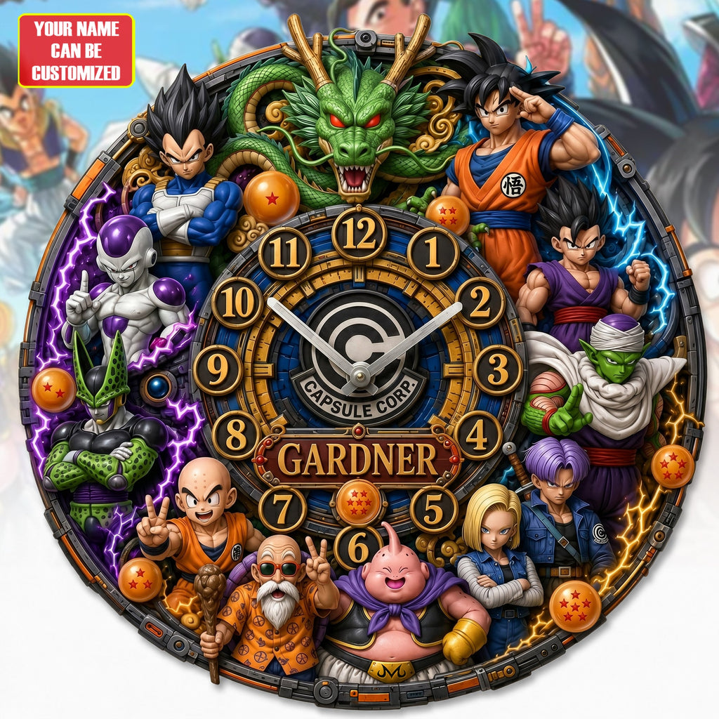 Anime Dragon Warriors Acrylic Hanging Wall Clock - Personalized Gifts For Anime Lovers