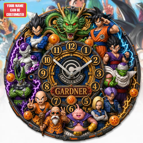 Anime Dragon Warriors Acrylic Hanging Wall Clock - Personalized Gifts For Anime Lovers