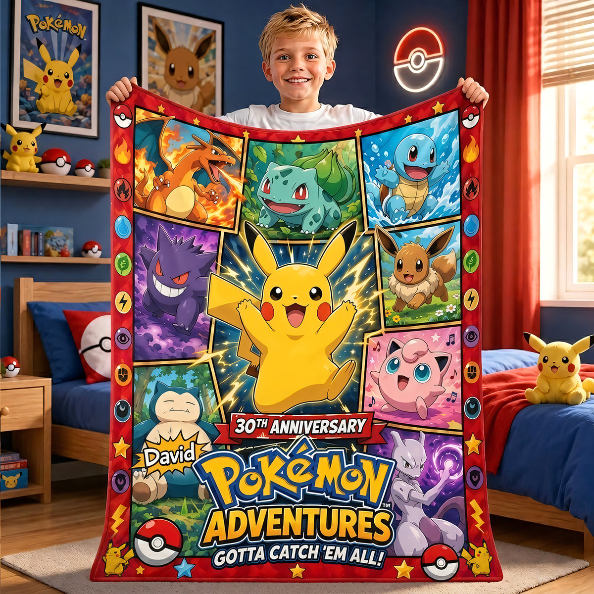 Monster Adventure Character Blanket – Custom Name Gift