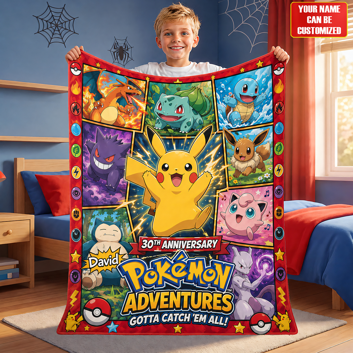 Monster Adventure Character Blanket – Custom Name Gift