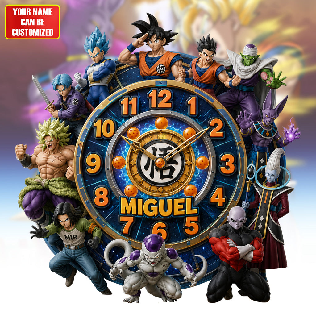 Anime Super Warriors Acrylic Hanging Wall Clock - Personalized Gifts For Anime Lovers