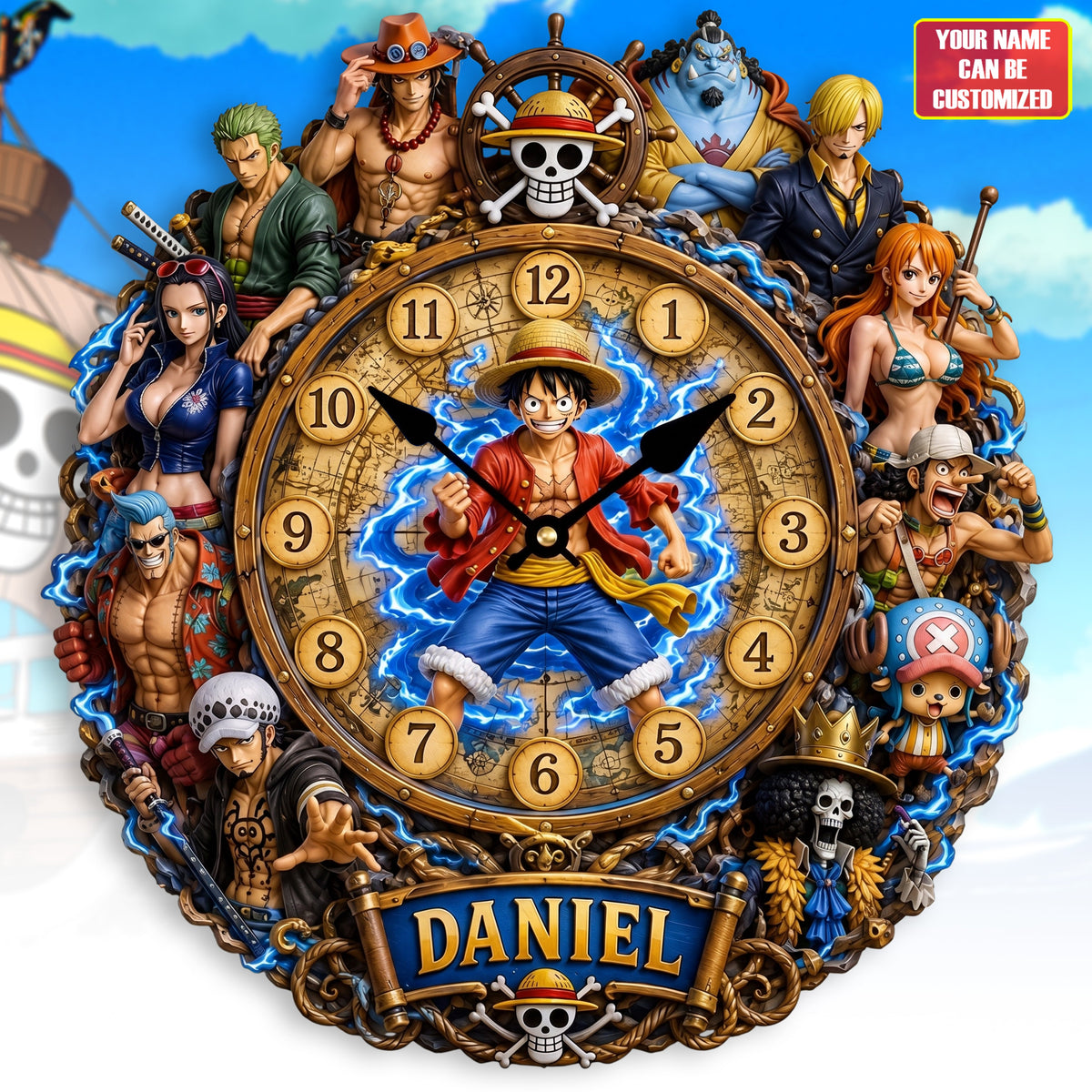Anime Pirates Adventure Acrylic Hanging Wall Clock - Personalized Gifts For Anime Lovers