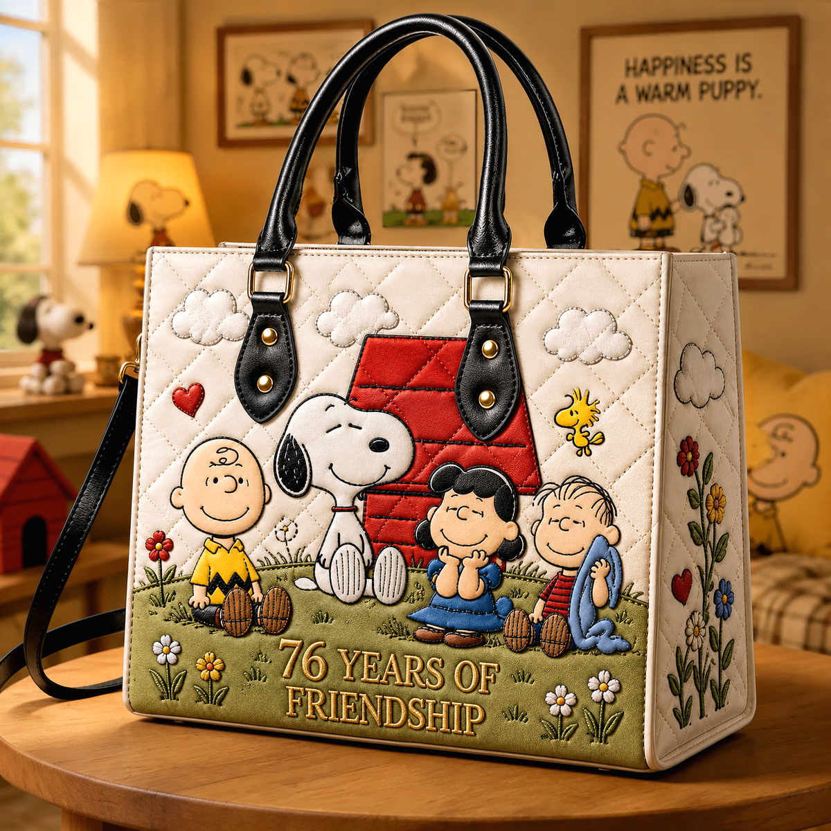 Classic Cartoon Friends Leather Bag - Personalized Gifts For Cartoon Fans