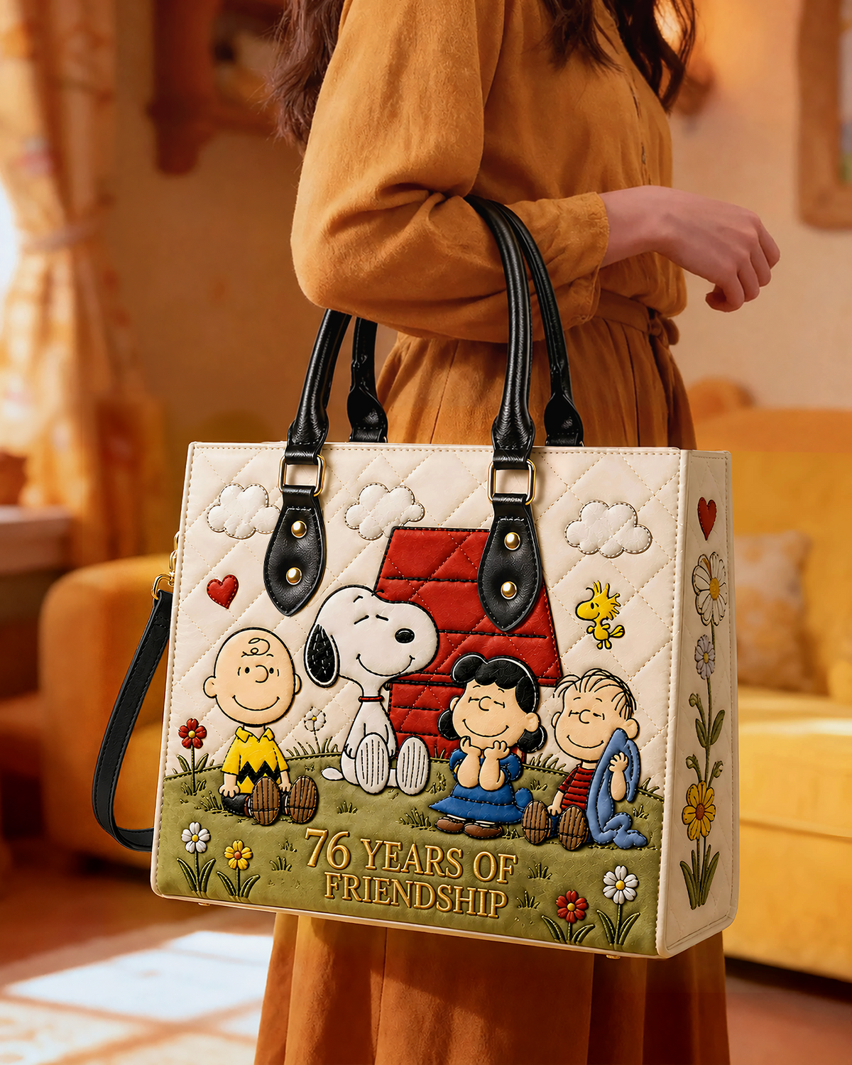 Classic Cartoon Friends Leather Bag - Personalized Gifts For Cartoon Fans