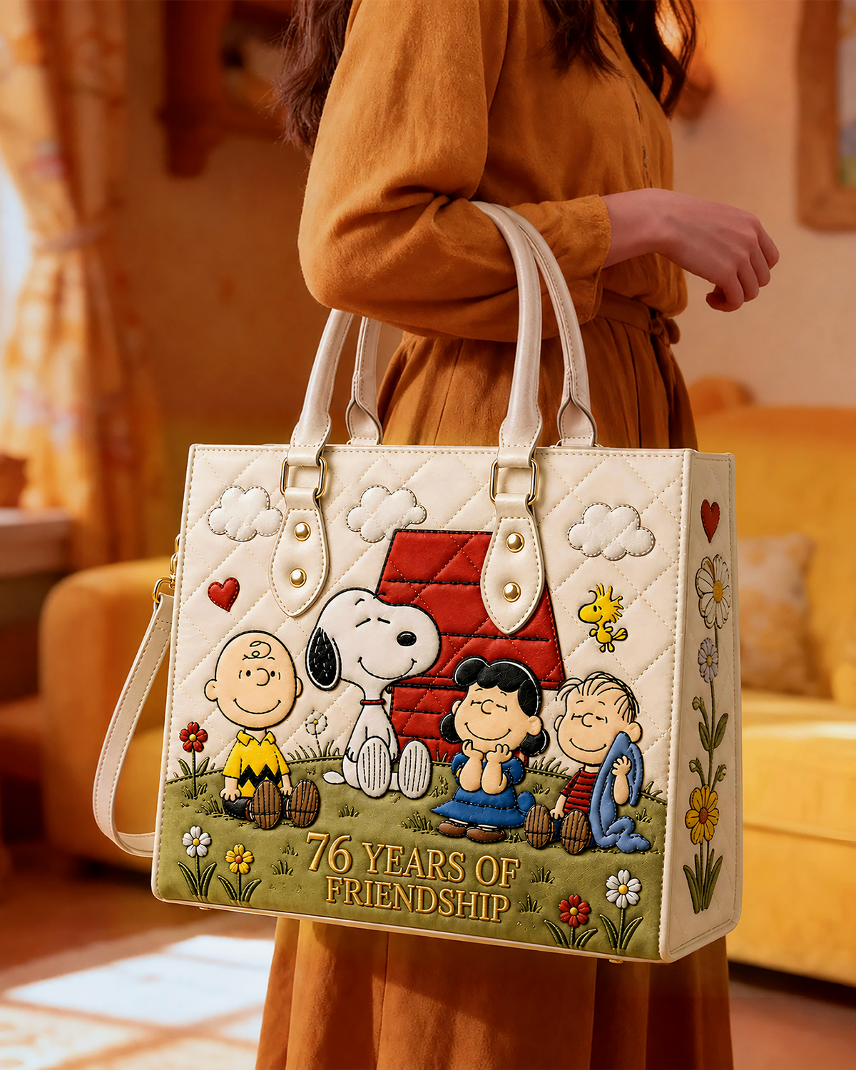 Classic Cartoon Friends Leather Bag - Personalized Gifts For Cartoon Fans