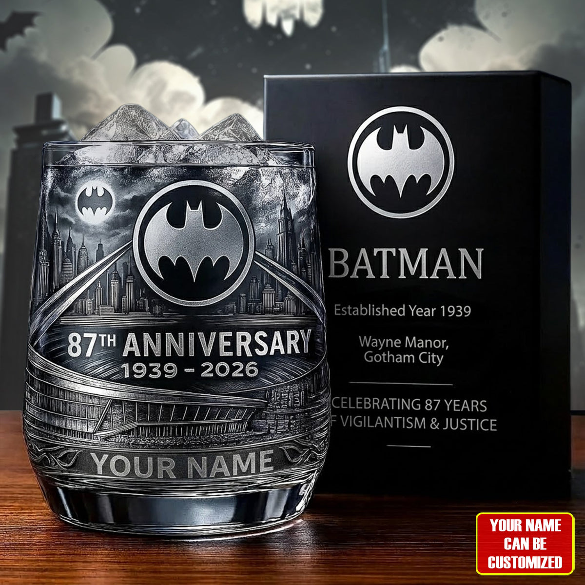 Gothic Bat - Personalized The Dark Knight Whiskey Glass