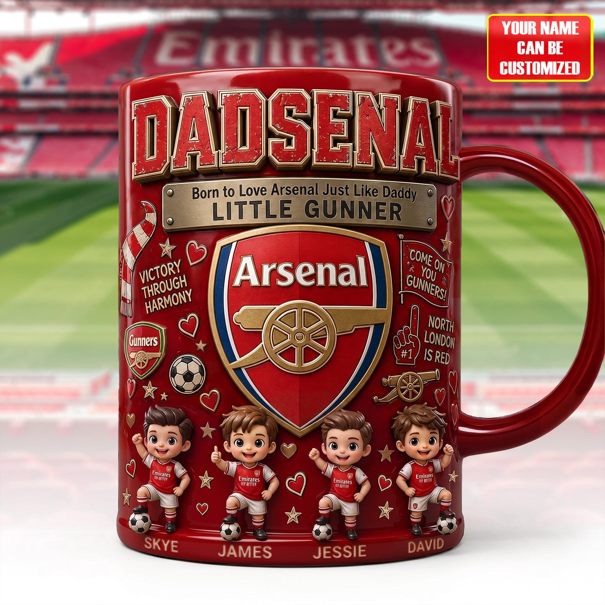 Arsenal Dad And Kids Coffee Mug - Personalized Gifts For Father's Day