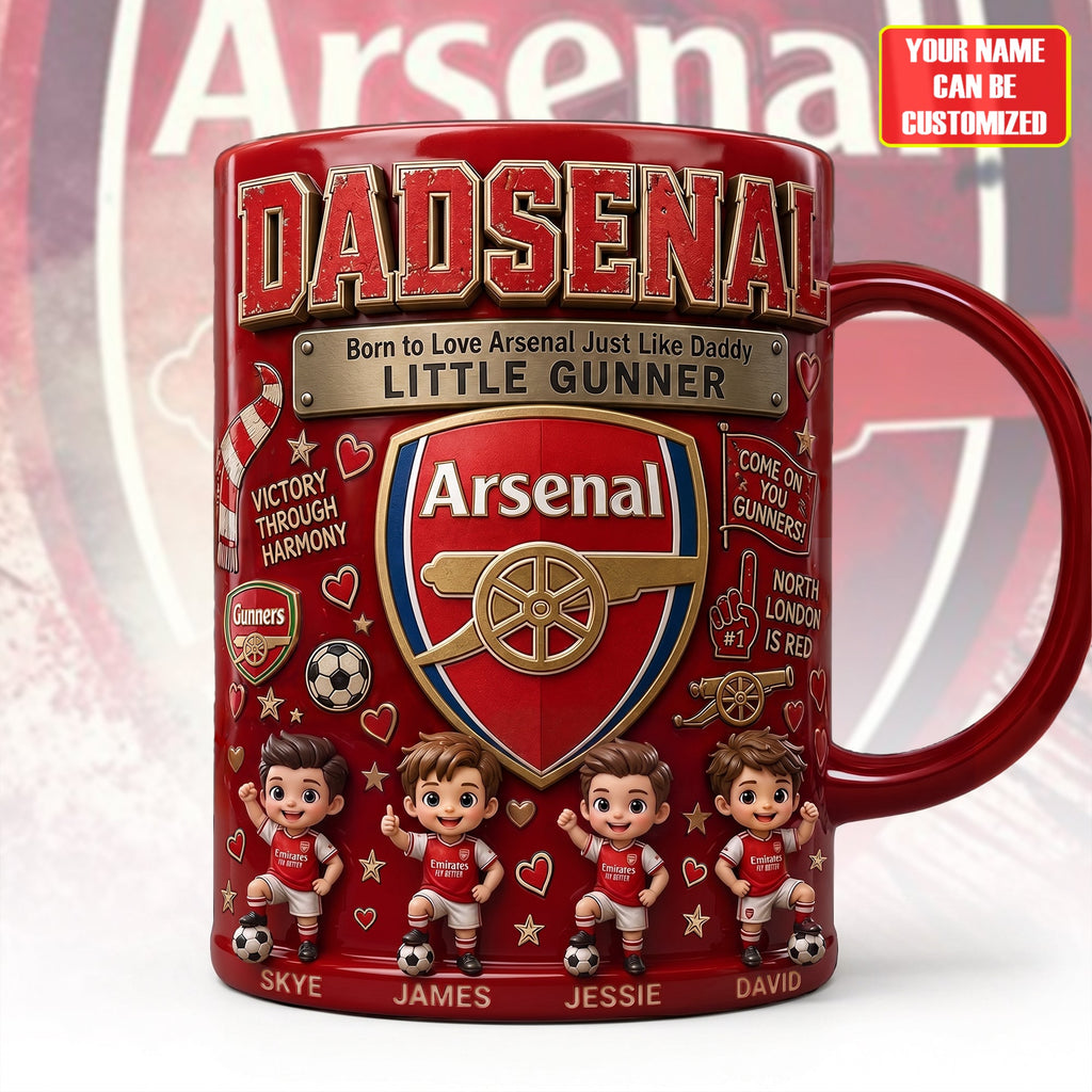 Arsenal Dad And Kids Coffee Mug - Personalized Gifts For Father's Day