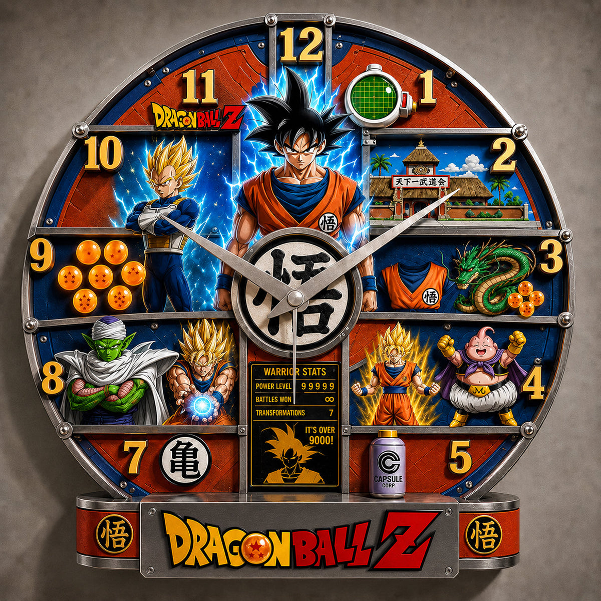 Anime Dragon Warriors Z Acrylic Hanging Wall Clock - Personalized Gifts For Anime Lovers
