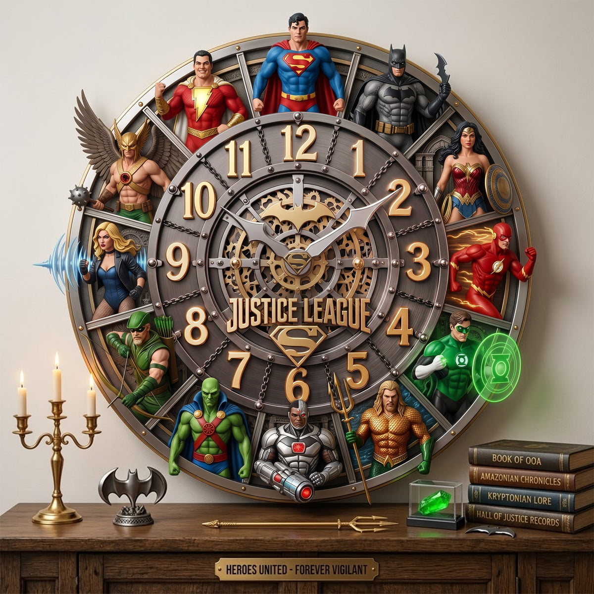 Ultimate Superhero Alliance Acrylic Hanging Wall Clock - Personalized Gifts For Superhero Lovers