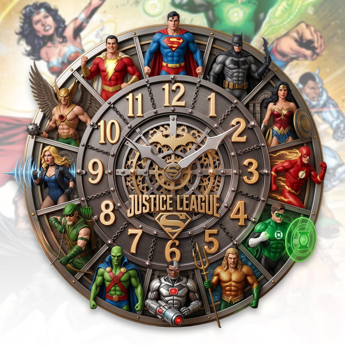 Ultimate Superhero Alliance Acrylic Hanging Wall Clock - Personalized Gifts For Superhero Lovers